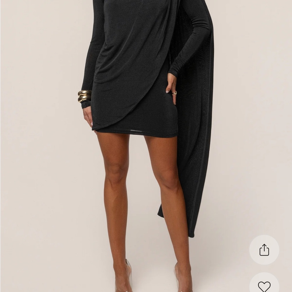 JLUXLABEL BLACK MINI DRAPE DRESS